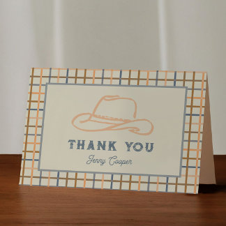 Tarjeta De Agradecimiento Sombrero de Vaquero a Cuadros