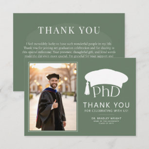 Tarjeta De Agradecimiento Sombrero doctoral de PhD personalizado Graduación 