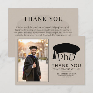 Tarjeta De Agradecimiento Sombrero doctoral de PhD personalizado Graduación