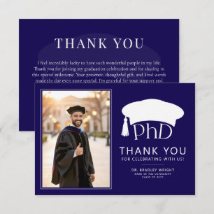 Tarjeta De Agradecimiento Sombrero doctoral de PhD personalizado Graduación