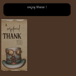 Tarjeta De Agradecimiento Sombrero superior Steampunk y gafas | Aqua y Cobre