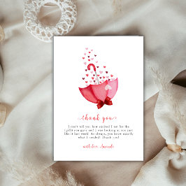 Tarjeta De Agradecimiento Sombrilla Caprichosa Corazón Dulce Shower de Bebé