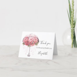Tarjeta De Agradecimiento Sombrilla floral rosa para despedida de soltera o 