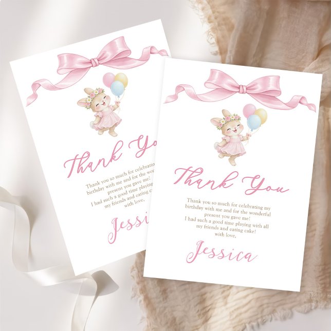 Tarjeta De Agradecimiento Some Bunny Girl Pink is Turning One Birthday (Subido por el creador)