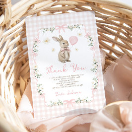 Tarjeta De Agradecimiento Some Bunny is One: Pink Bow Rabbit Girl Birthday