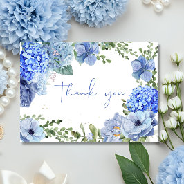Tarjeta De Agradecimiento Something blue before i do hydrangea bridal shower