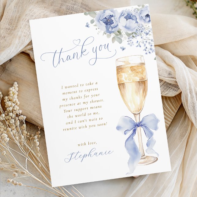 Tarjeta De Agradecimiento Something Blue Floral Bridal Shower Thank You Card (Subido por el creador)