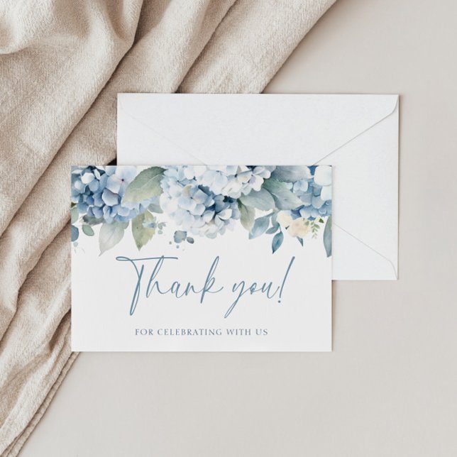 Tarjeta De Agradecimiento Something Blue Hydrangea Bridal Thank You Card (Subido por el creador)