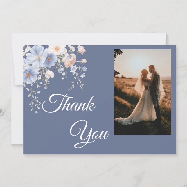 Tarjeta De Agradecimiento Something Blue Photo Thank You Card (Anverso)