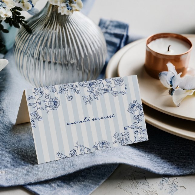Tarjeta De Agradecimiento Something Blue Place Card Bridal Shower Name Tent (Subido por el creador)