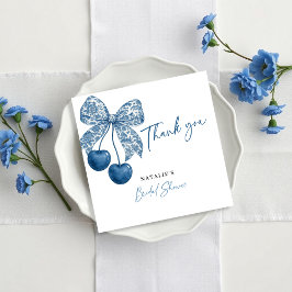 Tarjeta De Agradecimiento Something Blue Theme Blue Bow Bridal Shower