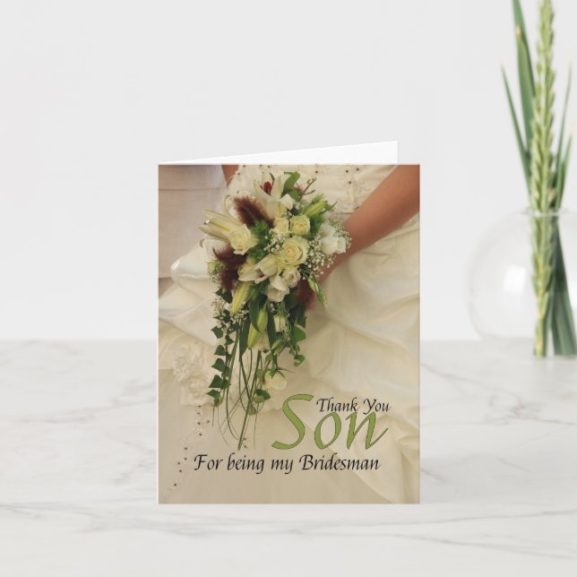 Tarjeta De Agradecimiento Son Bridesman gracias (Anverso)