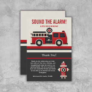 Tarjeta De Agradecimiento Sonar la alarma del Baby Shower del bombero Minima