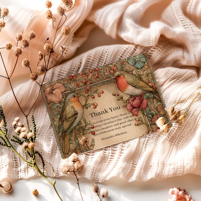 Tarjeta De Agradecimiento Songbirds & Roses Valentine Party (Subido por el creador)