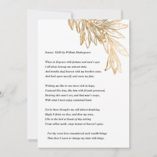 Tarjeta De Agradecimiento Sonnet 29 por William Shakespeare Note Card