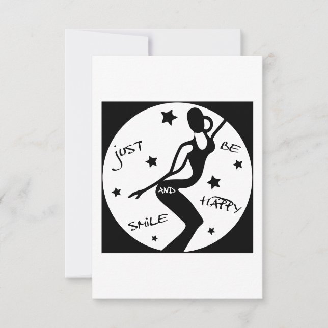 Tarjeta De Agradecimiento Sonríe Y Sea Feliz, Divertida Mujer Palo (Anverso)