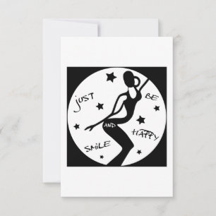 Tarjeta De Agradecimiento Sonríe Y Sea Feliz, Divertida Mujer Palo