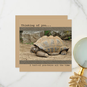 Tarjeta De Agradecimiento Sonriendo la tortuga pensando en ti