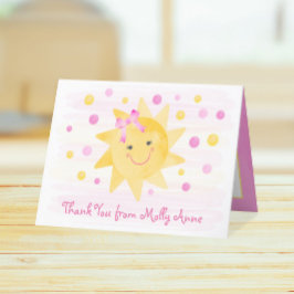 Tarjeta De Agradecimiento Sonriendo Sunshine Pink & Yellow Dots Girly