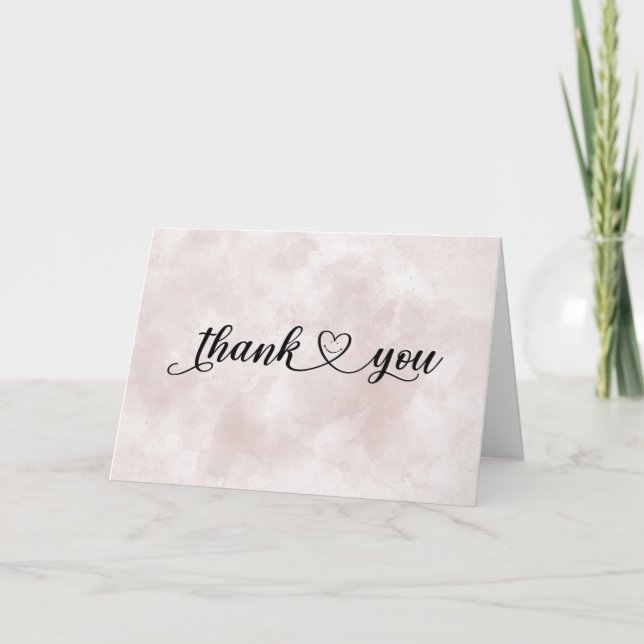 Tarjeta De Agradecimiento Sonriente Gracias Corazón Por La Acuarela Rosa (Anverso)