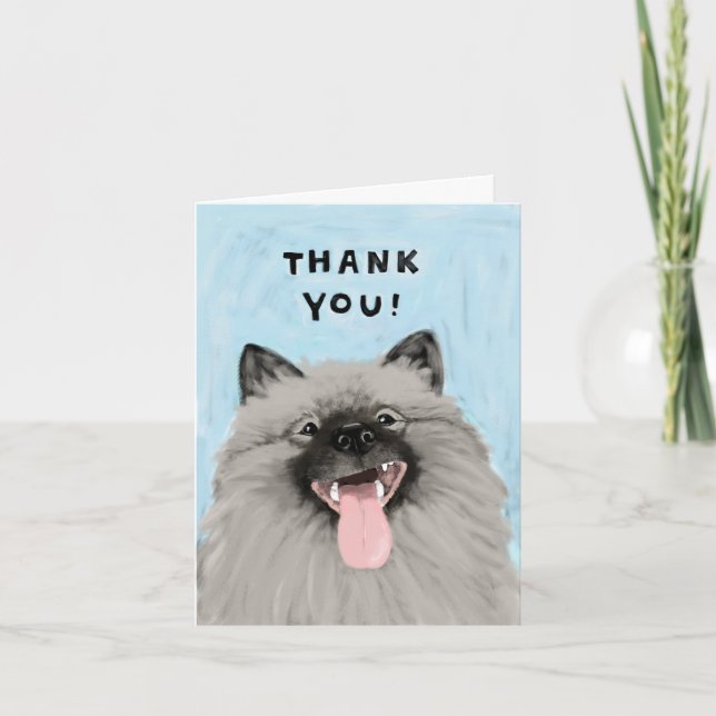 Tarjeta De Agradecimiento Sonriente Keeshond Gracias (Anverso)