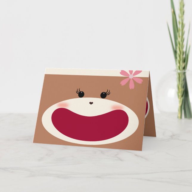 Tarjeta De Agradecimiento Sonrisa de mono sock(Chica) (Anverso)