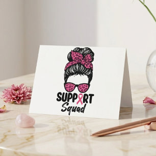 Tarjeta De Agradecimiento Soporte Squad Pink Ribbon Diseño de Moño Desordena