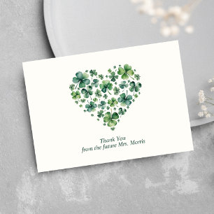 Tarjeta De Agradecimiento Sortija de boda trébol afortunado en el amor