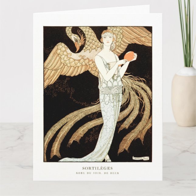 Tarjeta De Agradecimiento Sortilèges: vestido nocturno de George Barbier (Anverso)