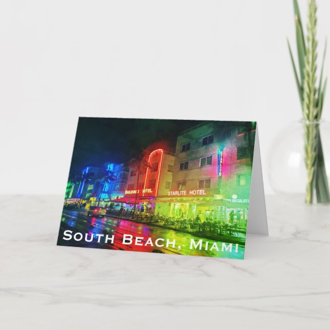 Tarjeta De Agradecimiento South Beach, Miami, Florida Art Deco (Anverso)