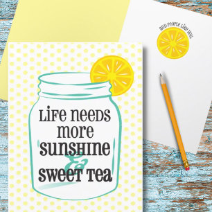 Tarjeta De Agradecimiento Southern Sunshine Sweet Tea Lemon Mason Jar