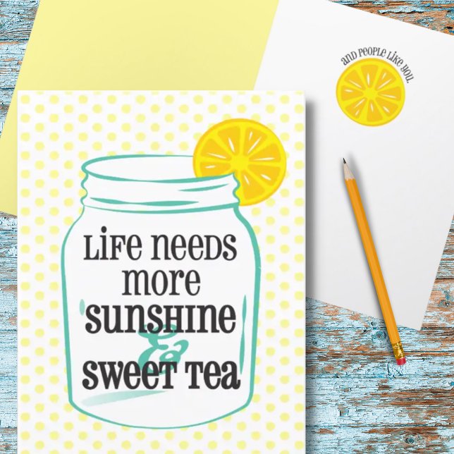 Tarjeta De Agradecimiento Southern Sunshine Sweet Tea Lemon Mason Jar (Subido por el creador)