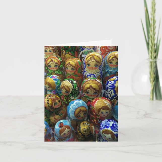 Tarjeta De Agradecimiento Souvenir Matryoshka Dolls Gracias (Anverso)