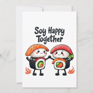 Tarjeta De Agradecimiento Soy feliz juntos Sushi Kawaii comida japonesa