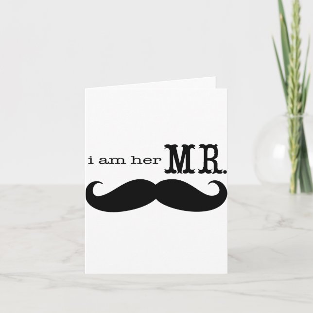 Tarjeta De Agradecimiento Soy Su Sr. Mustache Grooms Gracias (Anverso)