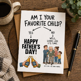 Tarjeta De Agradecimiento ¿Soy tu hijo favorito?, divertido Día del Padre