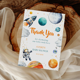 Tarjeta De Agradecimiento Space Adventure Thank You Card Rocket Planet