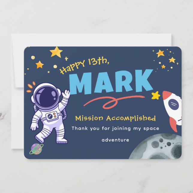 Tarjeta De Agradecimiento Space Explorer Birthday Thank You Card (Anverso)