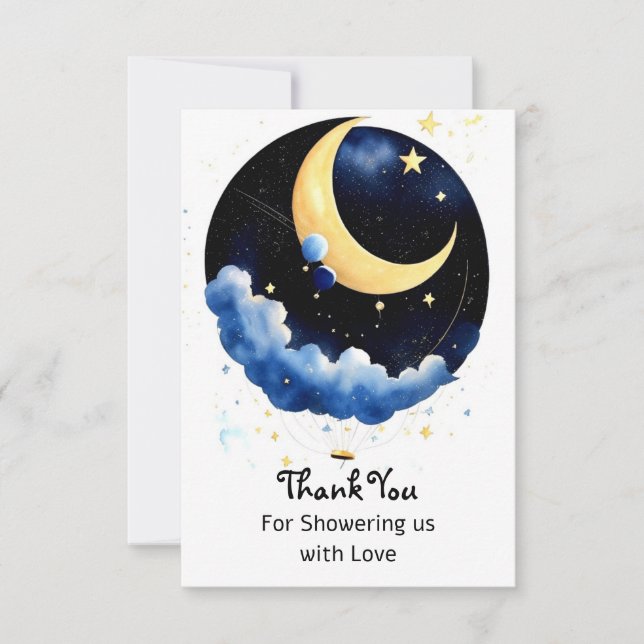 Tarjeta De Agradecimiento Sparkling Nighttime Boy Baby Shower (Anverso)