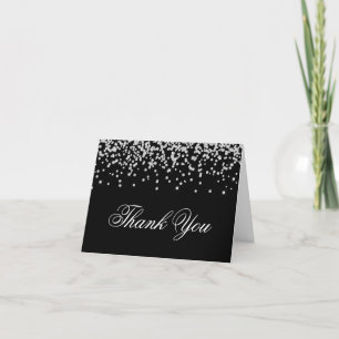 Tarjeta De Agradecimiento Sparkly Faux Diamonds Black