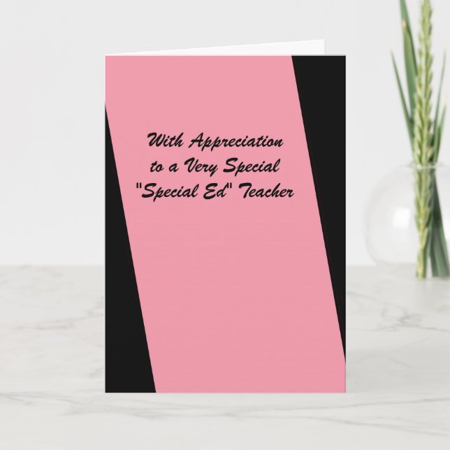 Tarjeta De Agradecimiento Special Ed Teacher Thank You Pink (Anverso)