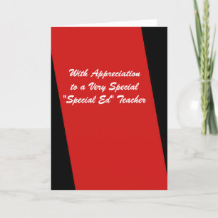 Tarjeta De Agradecimiento Special Ed Teacher Thank You Red and Black