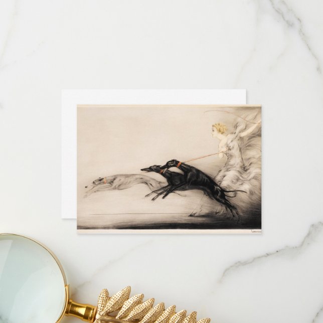 Tarjeta De Agradecimiento Speed II, Vitesse, 1933 de Louis Icart (Anverso/Reverso In Situ)