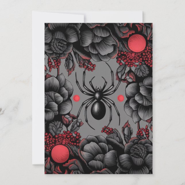 Tarjeta De Agradecimiento Spider Floral diseño estilo gótico (Anverso)