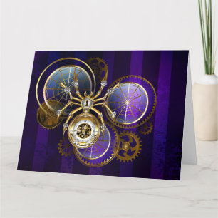 Tarjeta De Agradecimiento Spider Steampunk sobre fondo morado