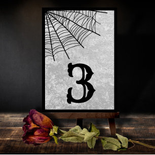 Tarjeta De Agradecimiento Spider Web Gothic Halloween Boda Número de tabla