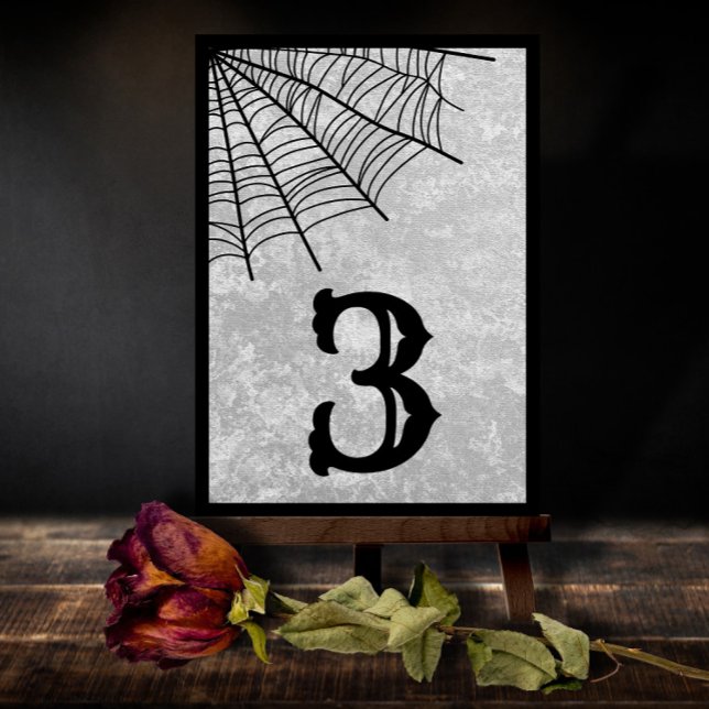 Tarjeta De Agradecimiento Spider Web Gothic Halloween Boda Número de tabla (Subido por el creador)