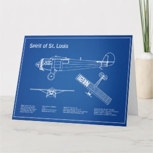 Tarjeta De Agradecimiento Spirit of St. Louis - Avión Planes de huella azul 