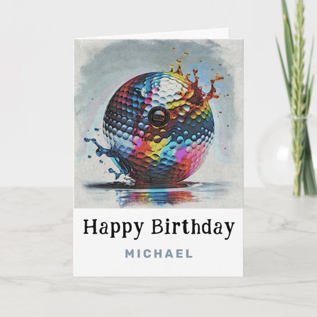 Tarjeta De Agradecimiento *~* Splash AP94 Golf Ball Metallic Birthday Card (Anverso)