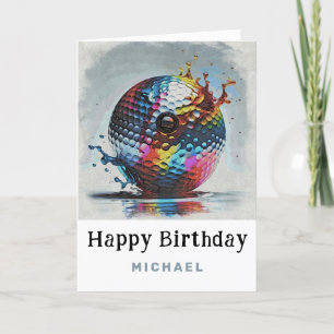 Tarjeta De Agradecimiento *~* Splash AP94 Golf Ball Metallic Birthday Card